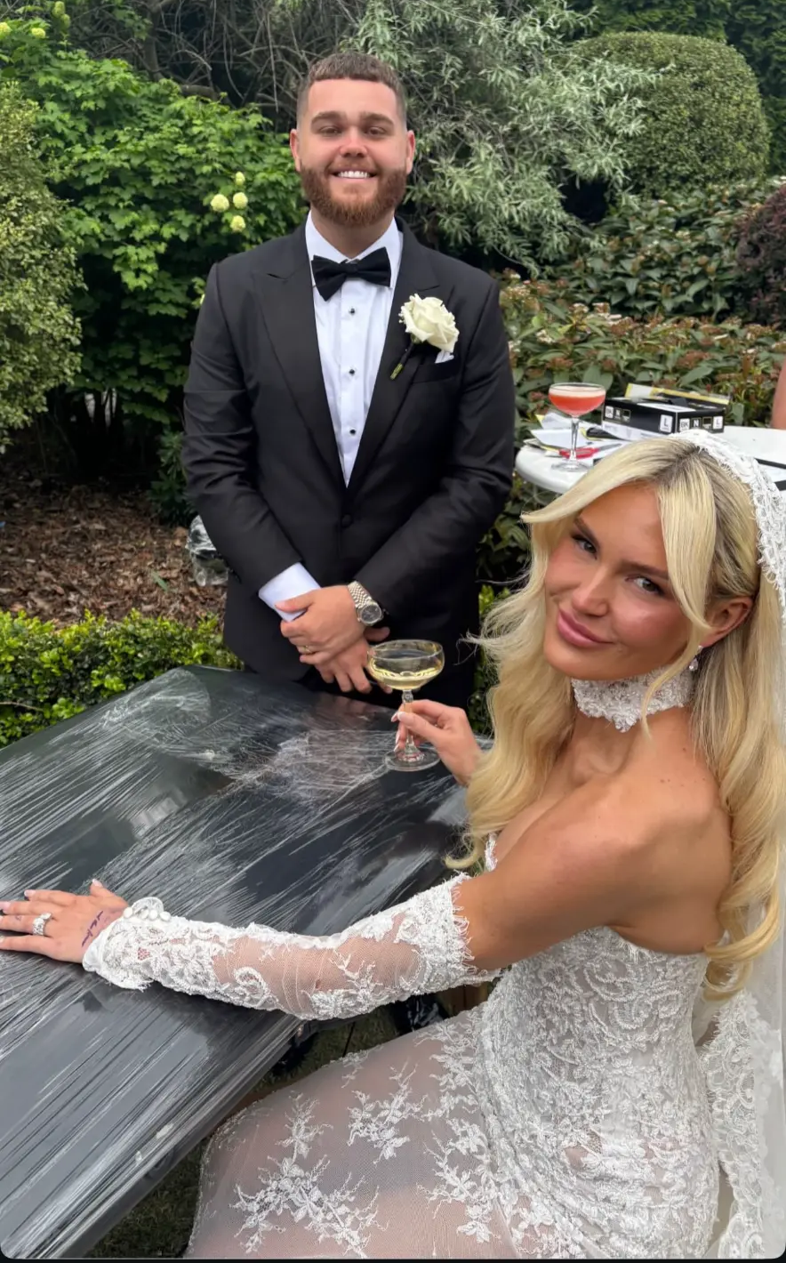 Bride and groom sharing a toast